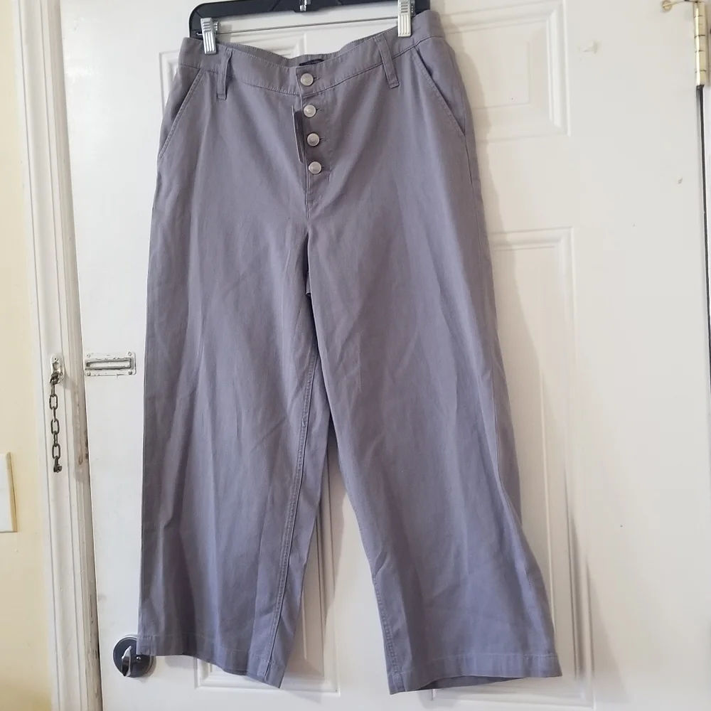 J. Crew Cropped Wide-Leg Pants in Dusty Lavender Gray
